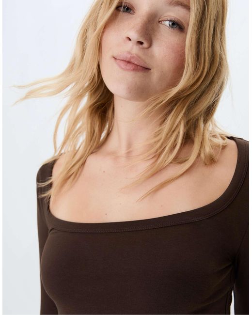 Stradivarius Black – langärmliges basic-shirt