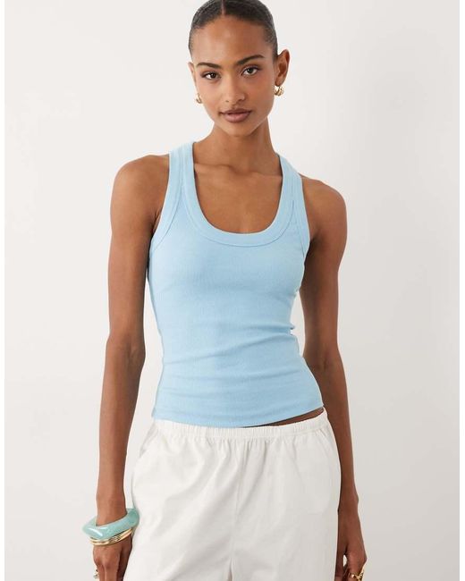 Gina Tricot Blue Racer Back Tank Vest Top
