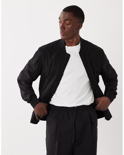 Mango Black Zip Thorugh High Neck Jacket for men