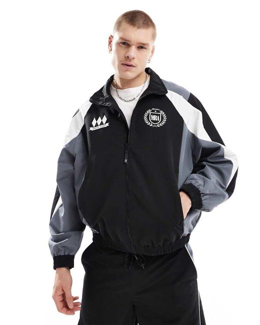 Bershka Black Panelled Track Jacket for men