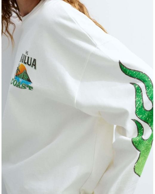 Pull&Bear Green Kailua Graphic T-shirt