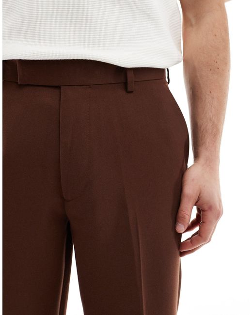 ASOS Brown Smart Oversized Tapered Trousers for men