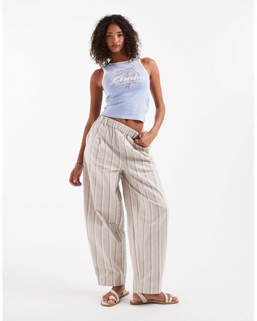 ASOS White Linen Look Barrel Trousers
