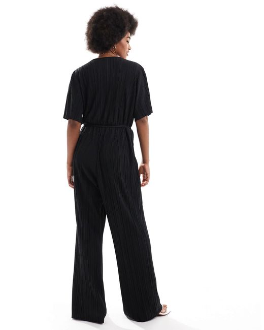 Vero Moda Black Plisse Wrap Front Jumpsuit