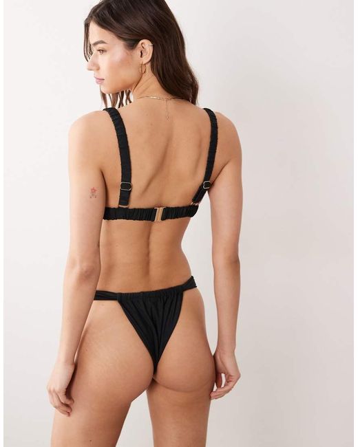Miss Selfridge Black Mix And Match Ruched Cup Bikini Top