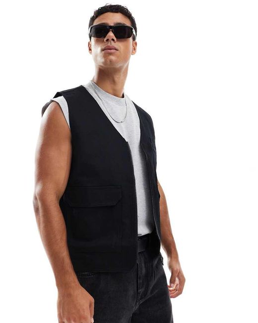 ASOS Black Utility Gilet for men