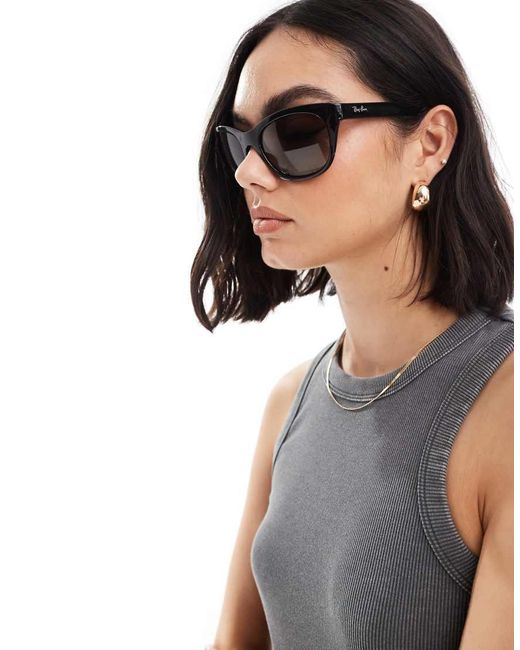 Ray-Ban Black Pointed Round Sunglasses