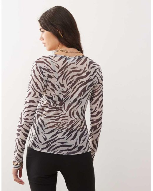 Noisy May Gray Mesh Top