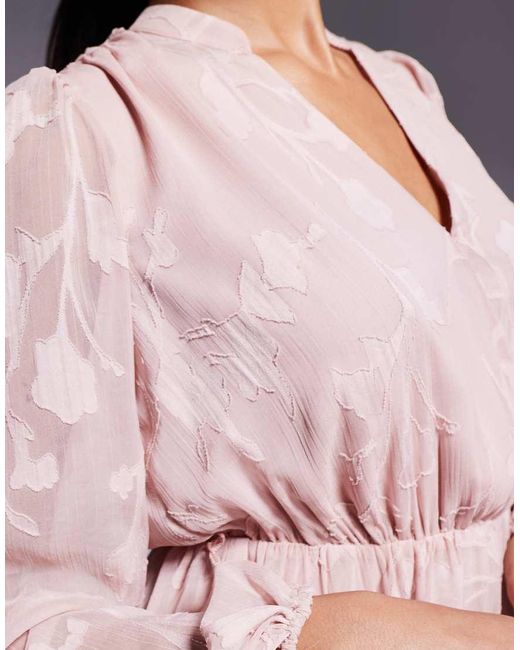 Forever New Pink Belted Textured Maxi Dress