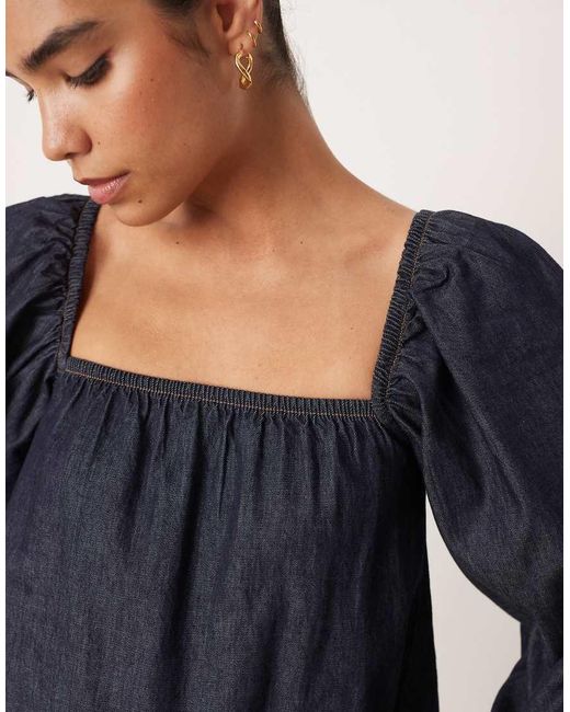 ASOS Blue Denim Long Sleeve Swing Top