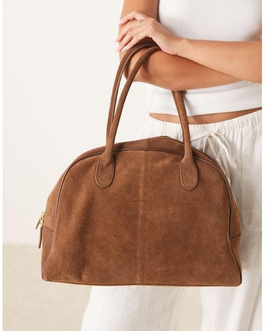 ASOS Brown Suede Bowler Tote Bag