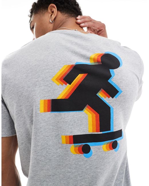 T-shirt avec imprimé skateboard à l'avant et au dos PS by Paul Smith pour homme en coloris Gray