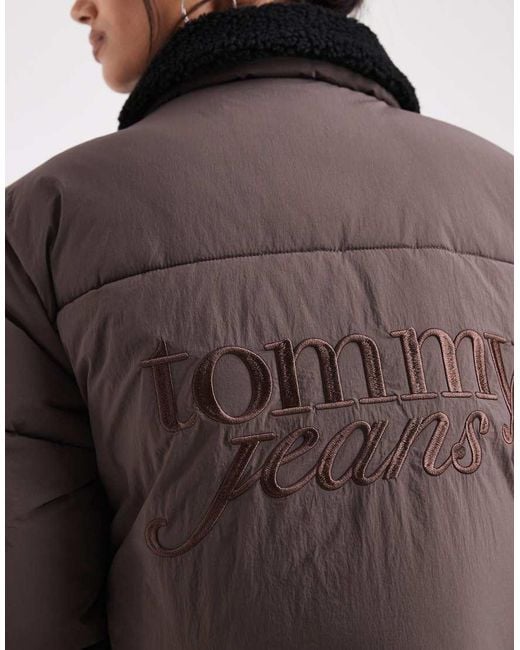 Tommy Hilfiger Brown Teddy Collar Puffer Jacket