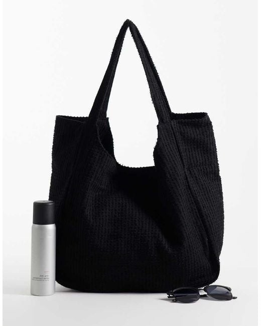 ASOS Black Crochet Tote Bag for men