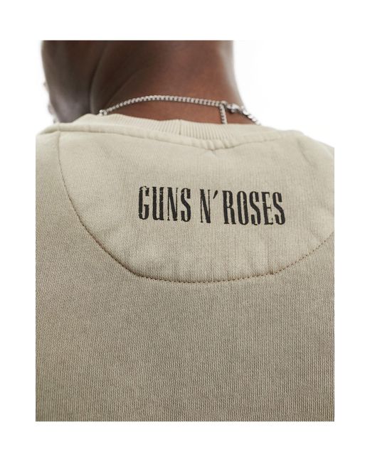 Sweat oversize imprimé guns'n'roses - taupe délavé Only & Sons pour homme en coloris Gray