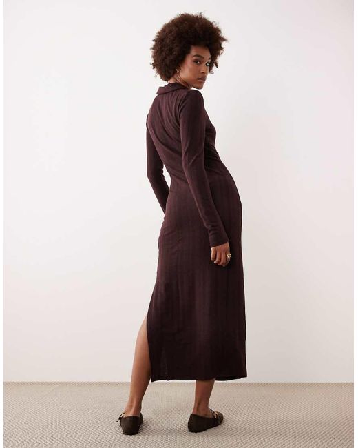 JDY Tall Purple Knitted Polo Maxi Dress