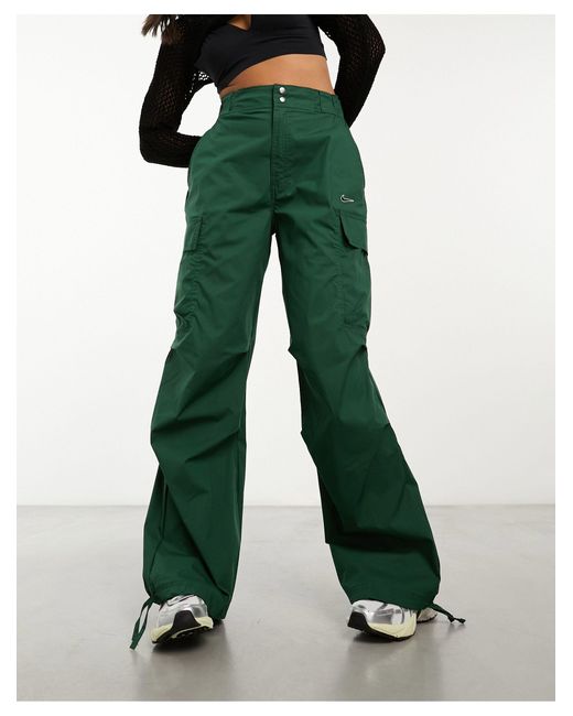Nike Green Streetwear Woven Oversized Cargo Trousers