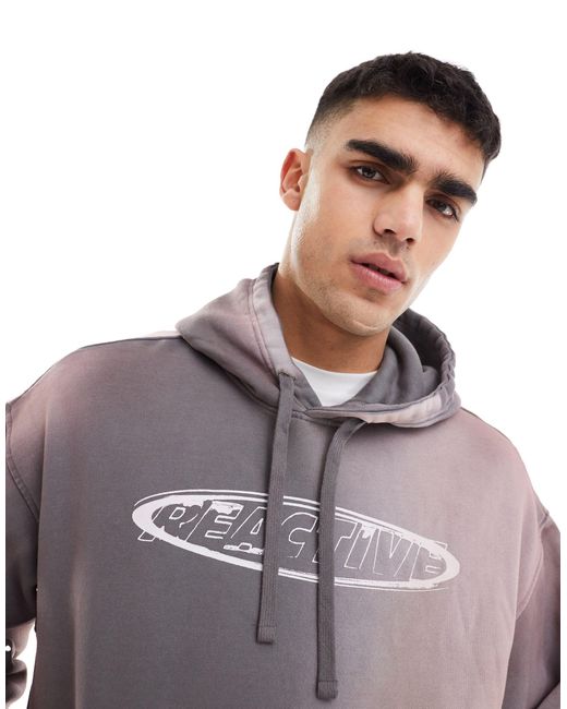 Weekday Gray Boxy Fit Graphic Print Hoodie for men