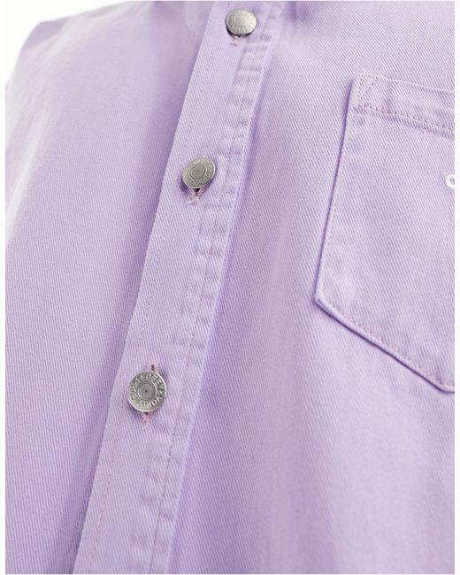 Obey – langärmliges denim-hemd in Purple für Herren