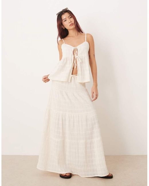 esmé studios Natural Esmee Tie Front Beach Crop Top Co-ord