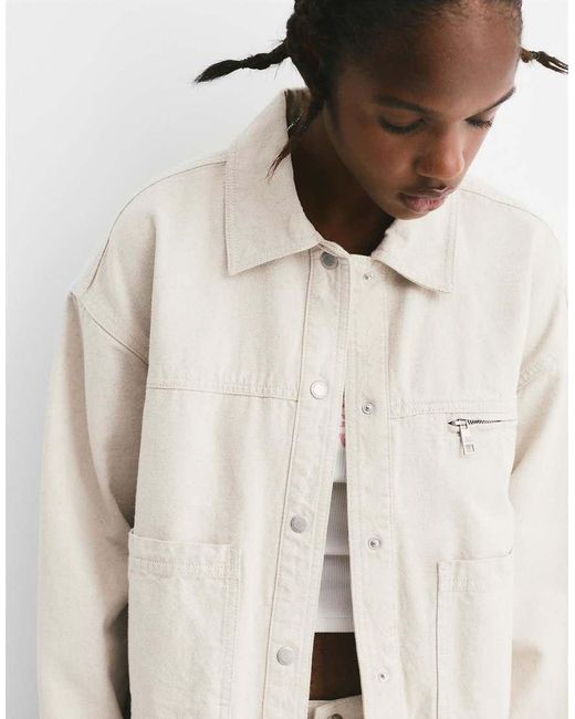 Giacca Color Sabbia di Pull&Bear in Natural