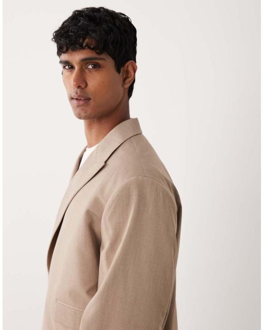 ASOS Natural Boxy Wrap Suit Jacket for men