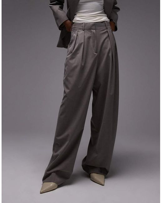 Pantalones De Sastre Medio De Corte Recto Holgado De (Parte De Un Conjunto) Mango de color Black
