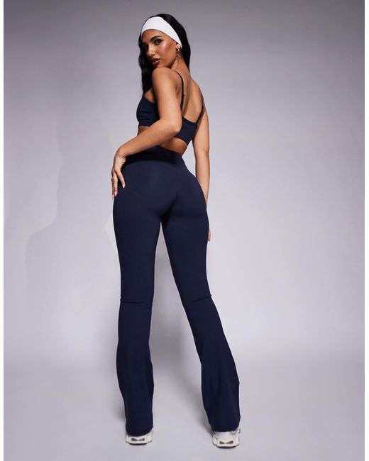 4505 Blue Icon Soft Touch Wrap Waist Slim Kick Yoga Legging