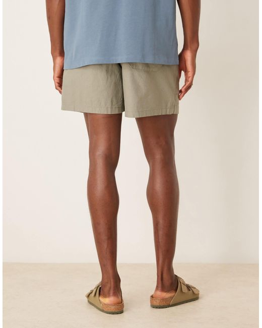 ASOS Blue Shorter Length Linen Blend Shorts for men