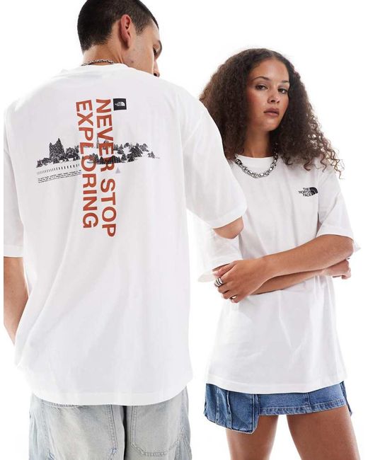The North Face White Digital Mountain Back Print Oversized T-shirt