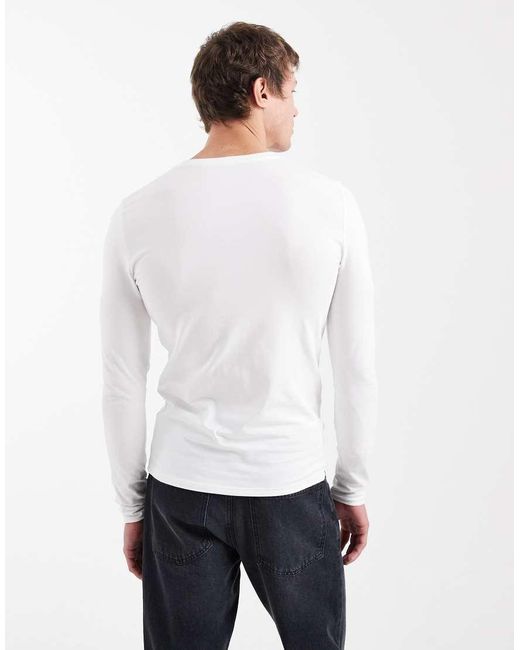 ASOS White Essentials Long Sleeve Muscle Fit T-shirt for men