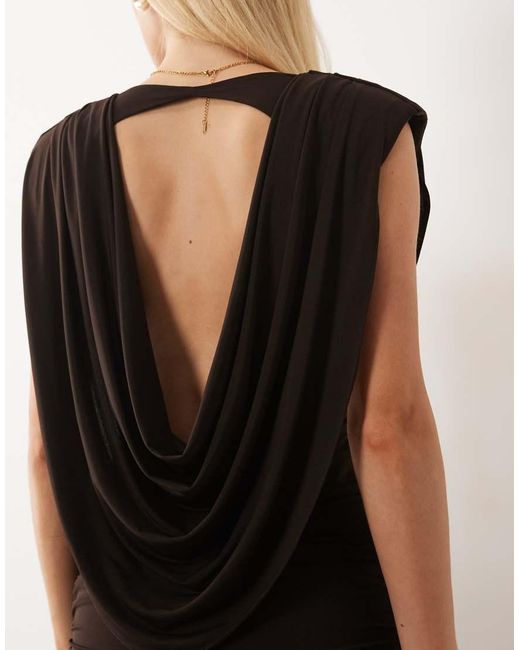 TFNC London Black Slinky Draped Cowl Neck And Back Maxi Dress