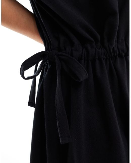 ASOS Black Smock Tee Mini Dress With Channel Waist