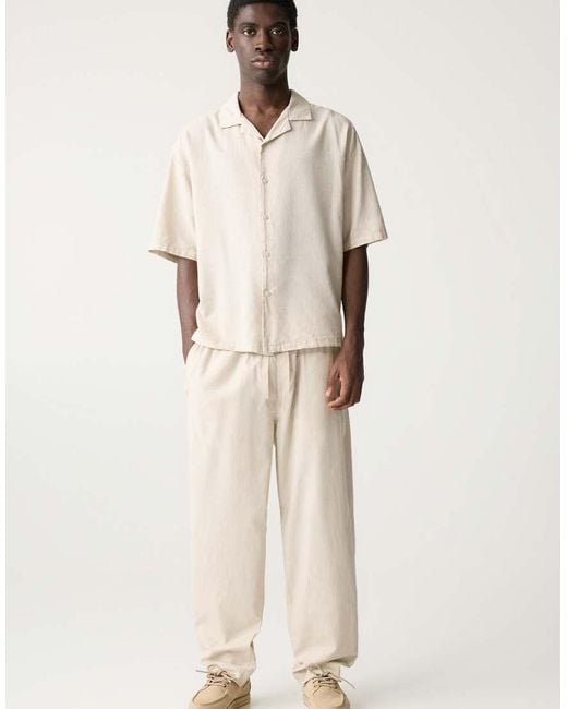 Pull&Bear Natural Linen Blend joggers for men