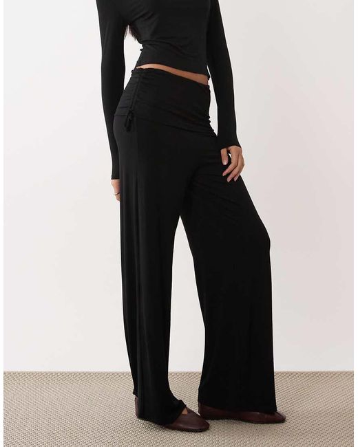 ASOS Black Fold-back Ruched Pants