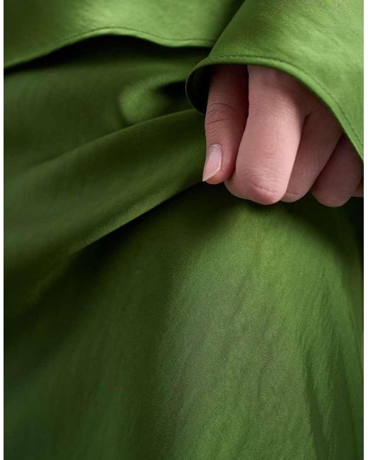 Falda Larga De Corte Al Bies Hasta El Suelo De TOPSHOP de color Green