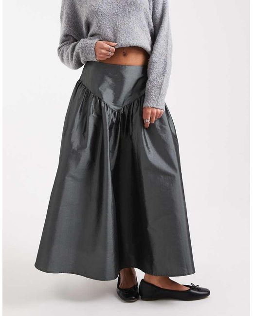 Daisy Street Gray Drop Waist Taffeta Skirt