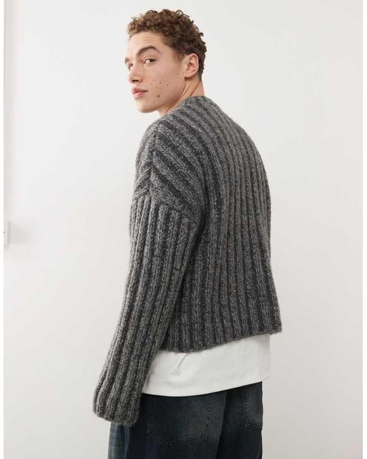 Weekday Gray Connor Wool Blend Slightly Cropped Rib Jumper for men