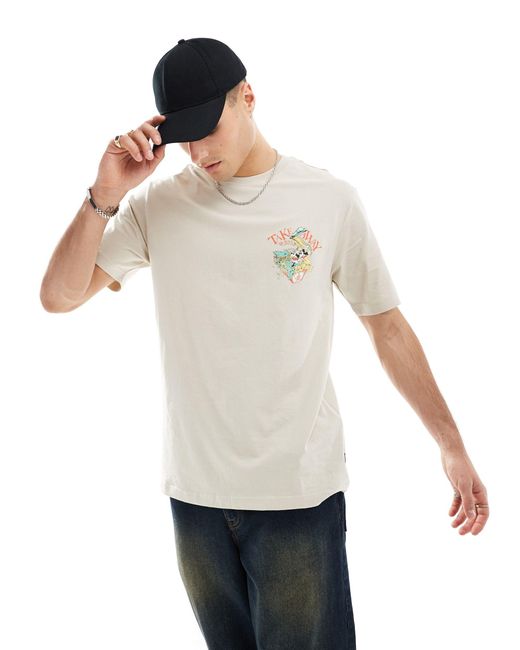 Only & Sons White Oversized T-shirt With Mickey Mouse Back Print for men