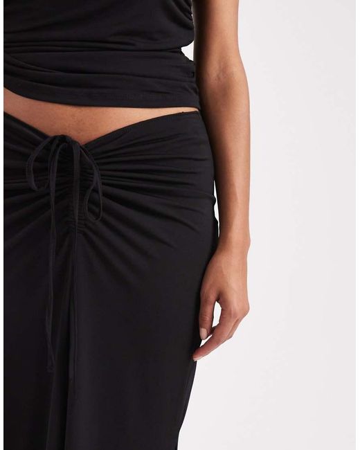 Vero Moda Black Slinky Ruched Front Maxi Skirt Co-ord