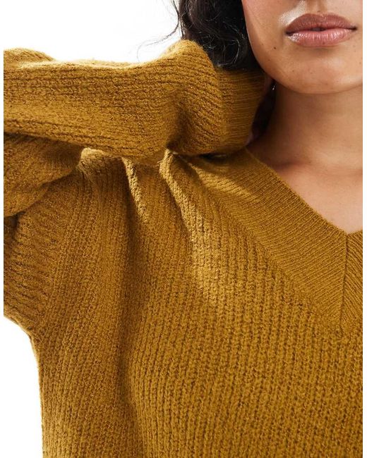 Brave Soul Green V-Neck Fisherman Knit Jumper
