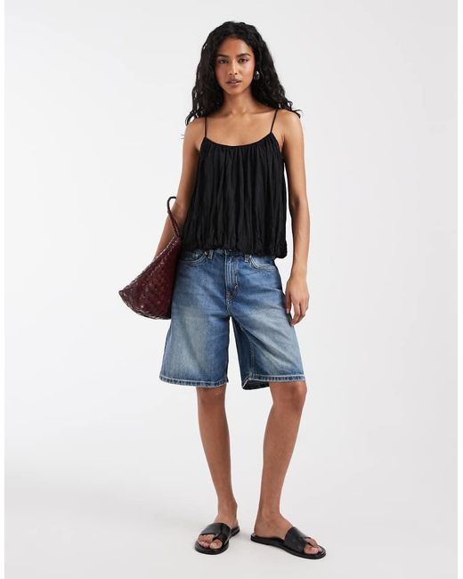 ASOS Blue Strappy Bubble Hem Top