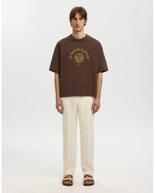 SELECTED Brown T-Shirt for men