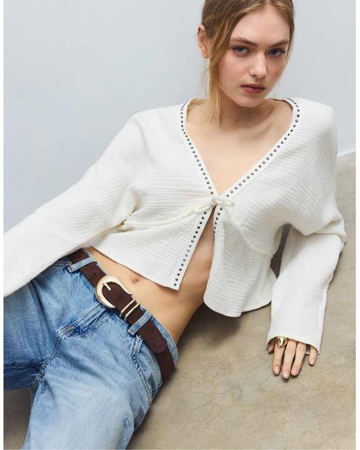 Stradivarius White Belt With Buckle