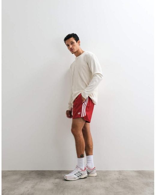 Adidas Originals White Three Stripe Shorts for men