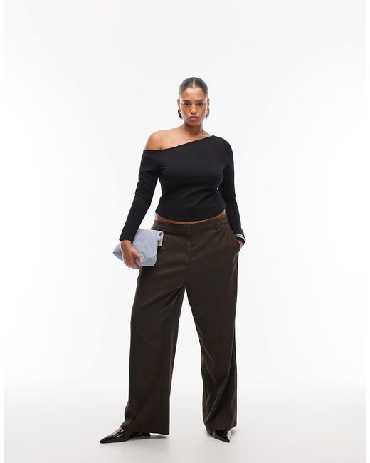 ASOS Black Asos Design Curve Cotton Off Shoulder Long Sleeve Top