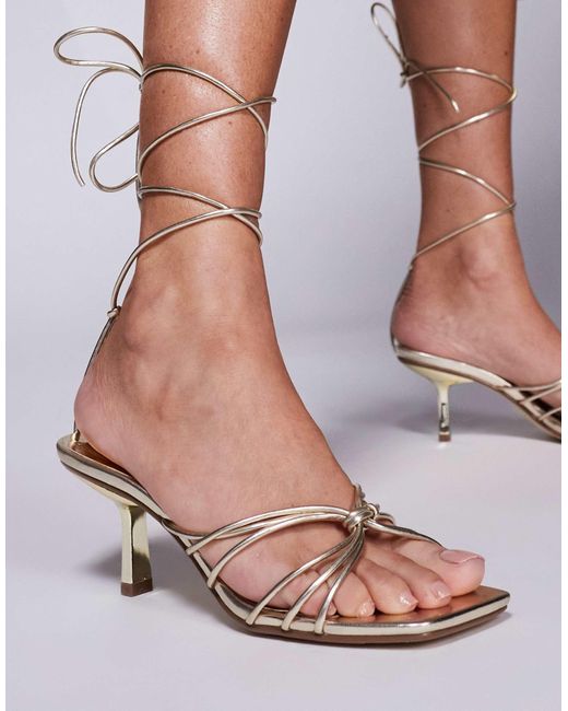Public Desire Multicolor Nora Kitten Heel Tie Leg Sandals