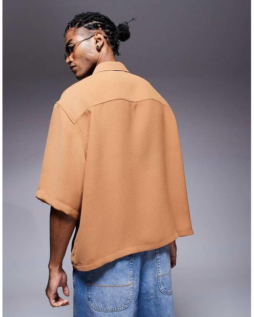 Camicia Squadrata Oversize All'Uncinetto di ASOS in Red da Uomo