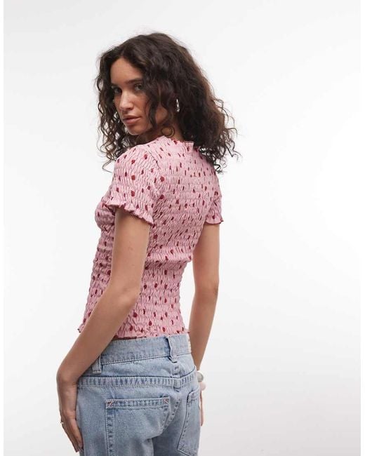 Daisy Street Shirred Short Sleeve Top