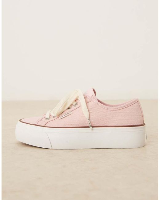 Calvin Klein Natural Vulc Flatform Canvas Trainers